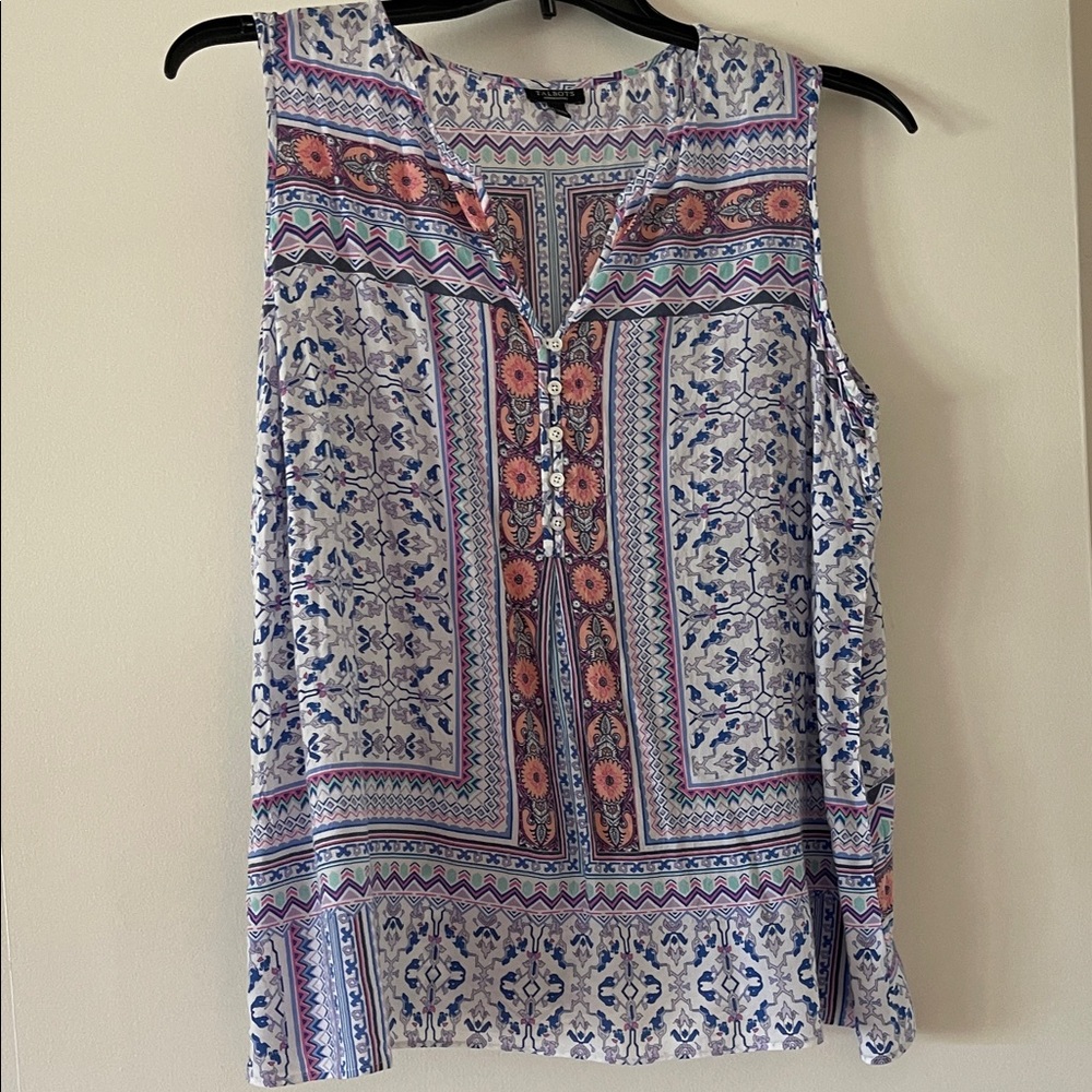Talbots Floral and Geometric Print Blouse